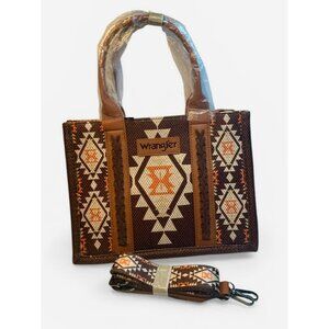 Wrangler Aztec-Style Woven Tote Bag Brown & Orange